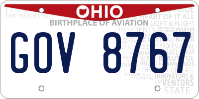 OH license plate GOV8767