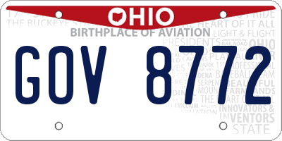 OH license plate GOV8772