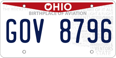 OH license plate GOV8796