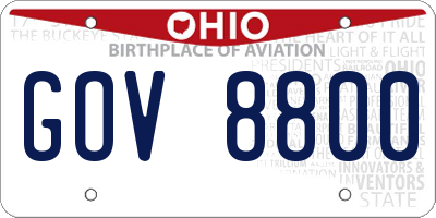 OH license plate GOV8800