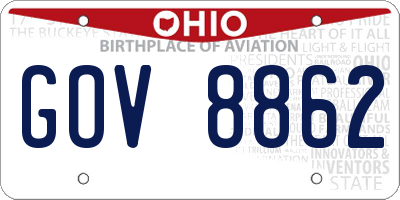 OH license plate GOV8862