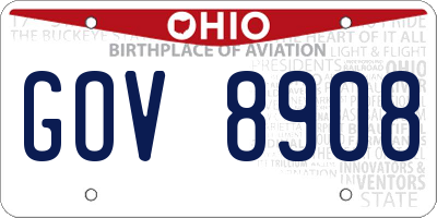 OH license plate GOV8908