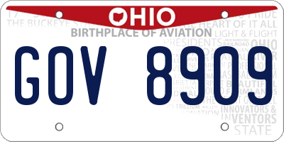 OH license plate GOV8909