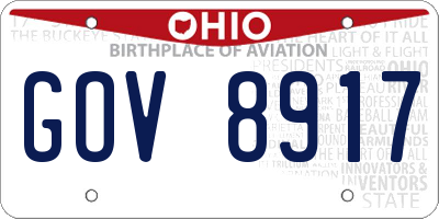 OH license plate GOV8917