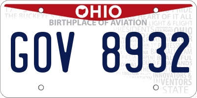 OH license plate GOV8932
