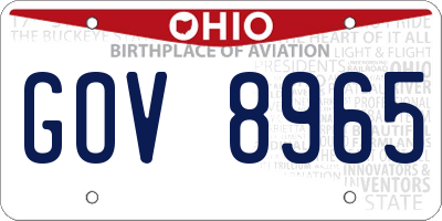 OH license plate GOV8965