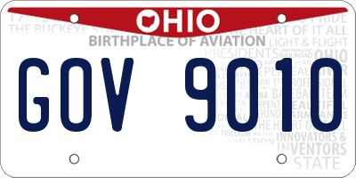 OH license plate GOV9010