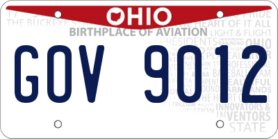 OH license plate GOV9012