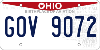 OH license plate GOV9072