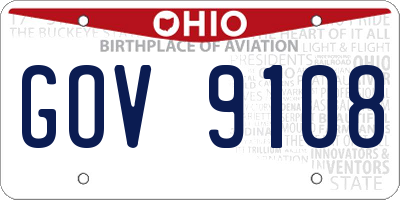 OH license plate GOV9108