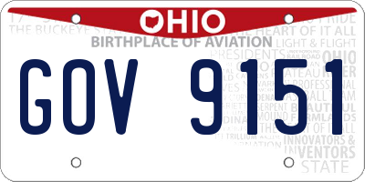 OH license plate GOV9151