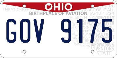 OH license plate GOV9175