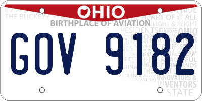 OH license plate GOV9182