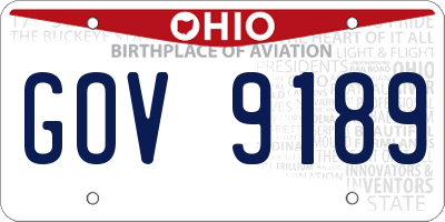 OH license plate GOV9189