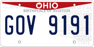 OH license plate GOV9191