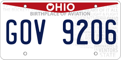 OH license plate GOV9206