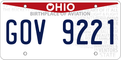 OH license plate GOV9221