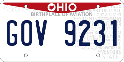 OH license plate GOV9231