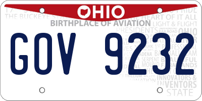 OH license plate GOV9232