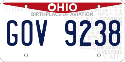 OH license plate GOV9238