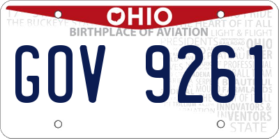 OH license plate GOV9261