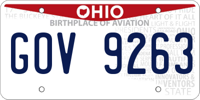 OH license plate GOV9263