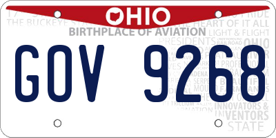 OH license plate GOV9268