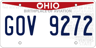 OH license plate GOV9272