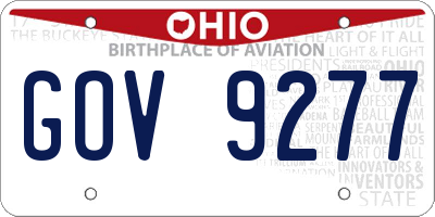OH license plate GOV9277
