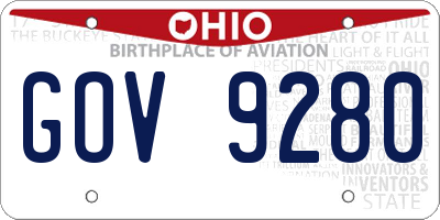 OH license plate GOV9280