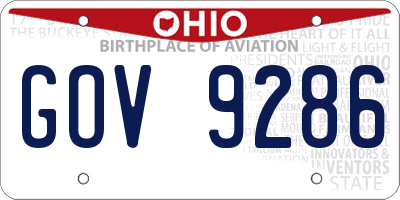 OH license plate GOV9286