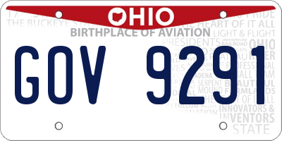 OH license plate GOV9291