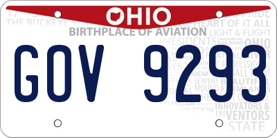 OH license plate GOV9293