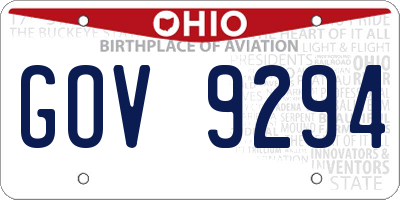 OH license plate GOV9294