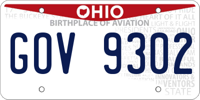 OH license plate GOV9302