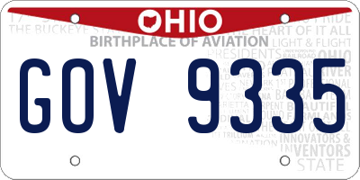 OH license plate GOV9335