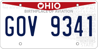 OH license plate GOV9341