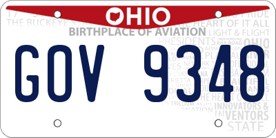 OH license plate GOV9348
