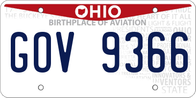 OH license plate GOV9366