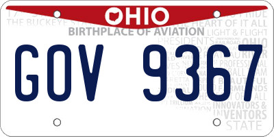 OH license plate GOV9367