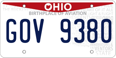 OH license plate GOV9380