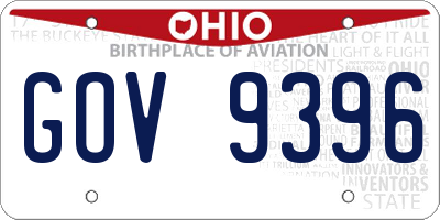 OH license plate GOV9396
