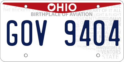 OH license plate GOV9404