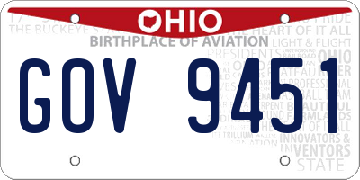 OH license plate GOV9451