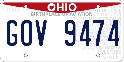 OH license plate GOV9474