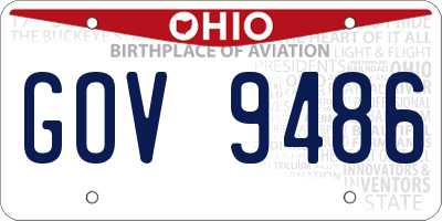 OH license plate GOV9486