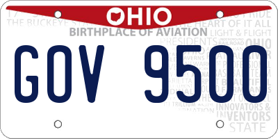 OH license plate GOV9500