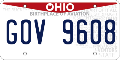 OH license plate GOV9608