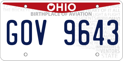 OH license plate GOV9643