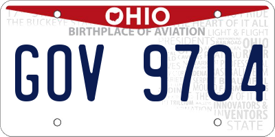 OH license plate GOV9704